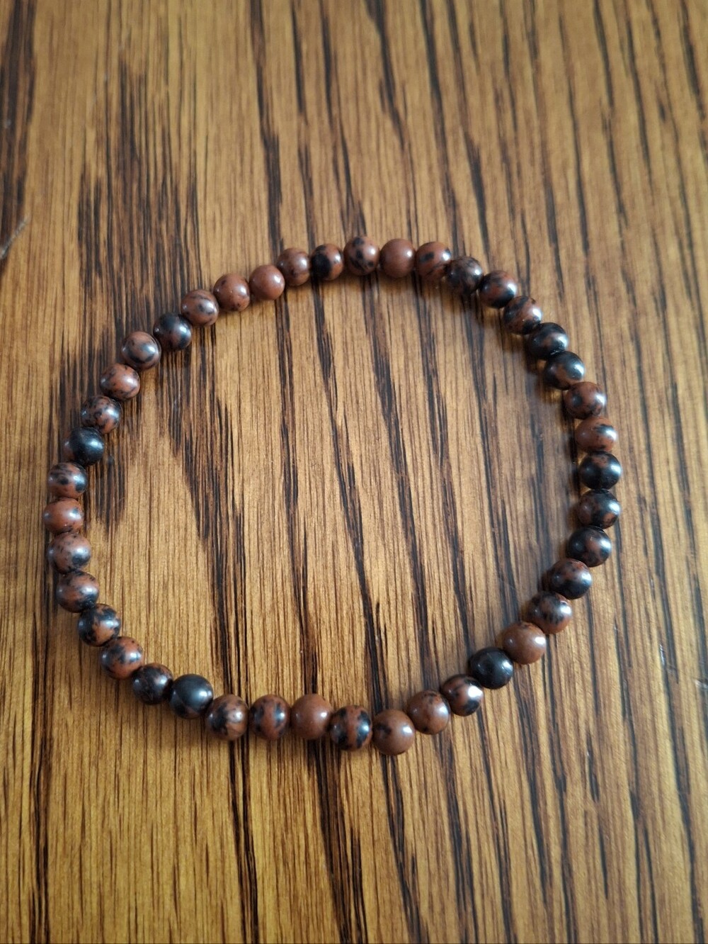 Mahogany Obsidian Natural 4mm Beaded Stretchy Bracelet